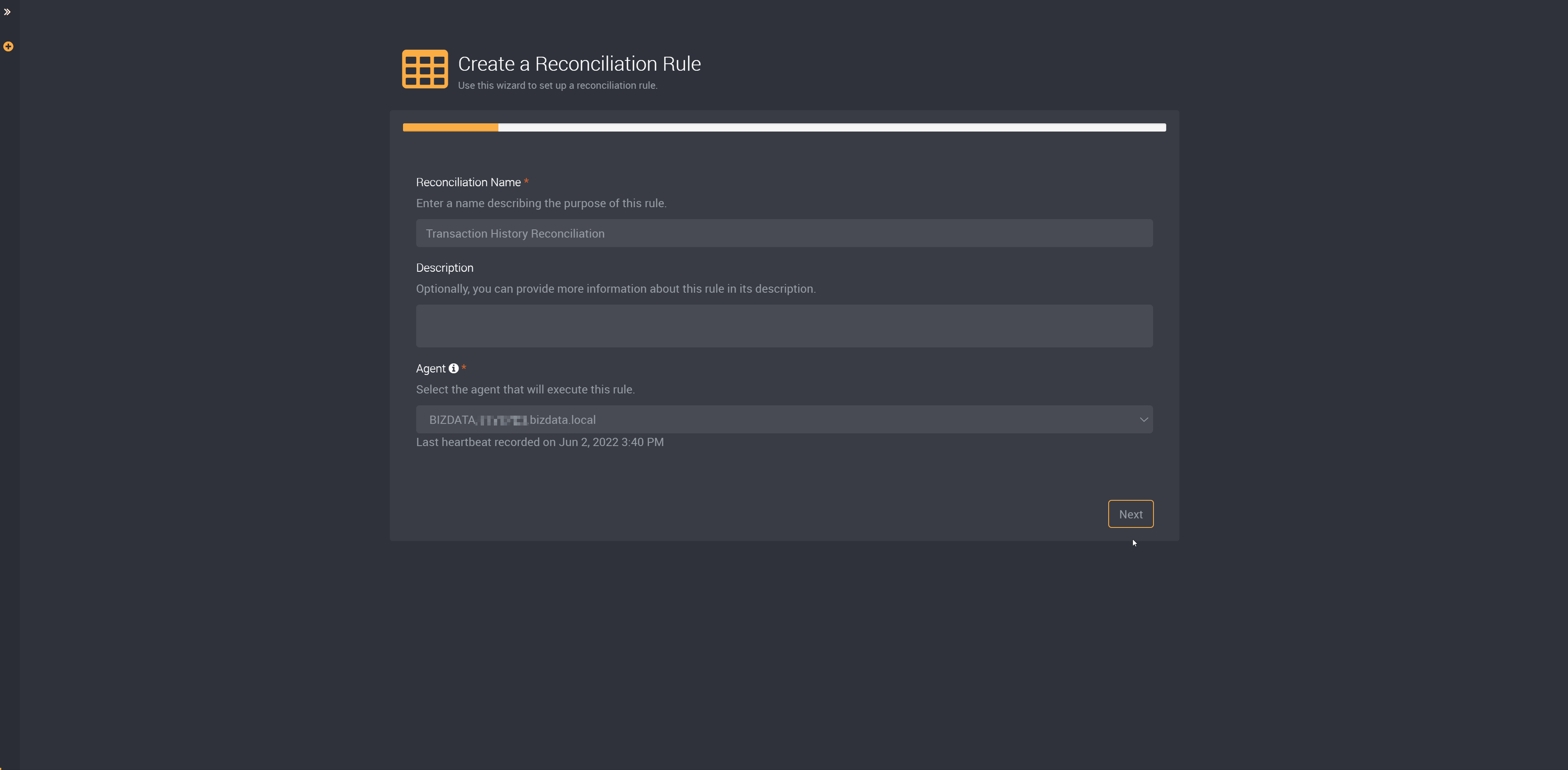 A gif showing how to create a Reconciliation Rule in Loome Monitor.