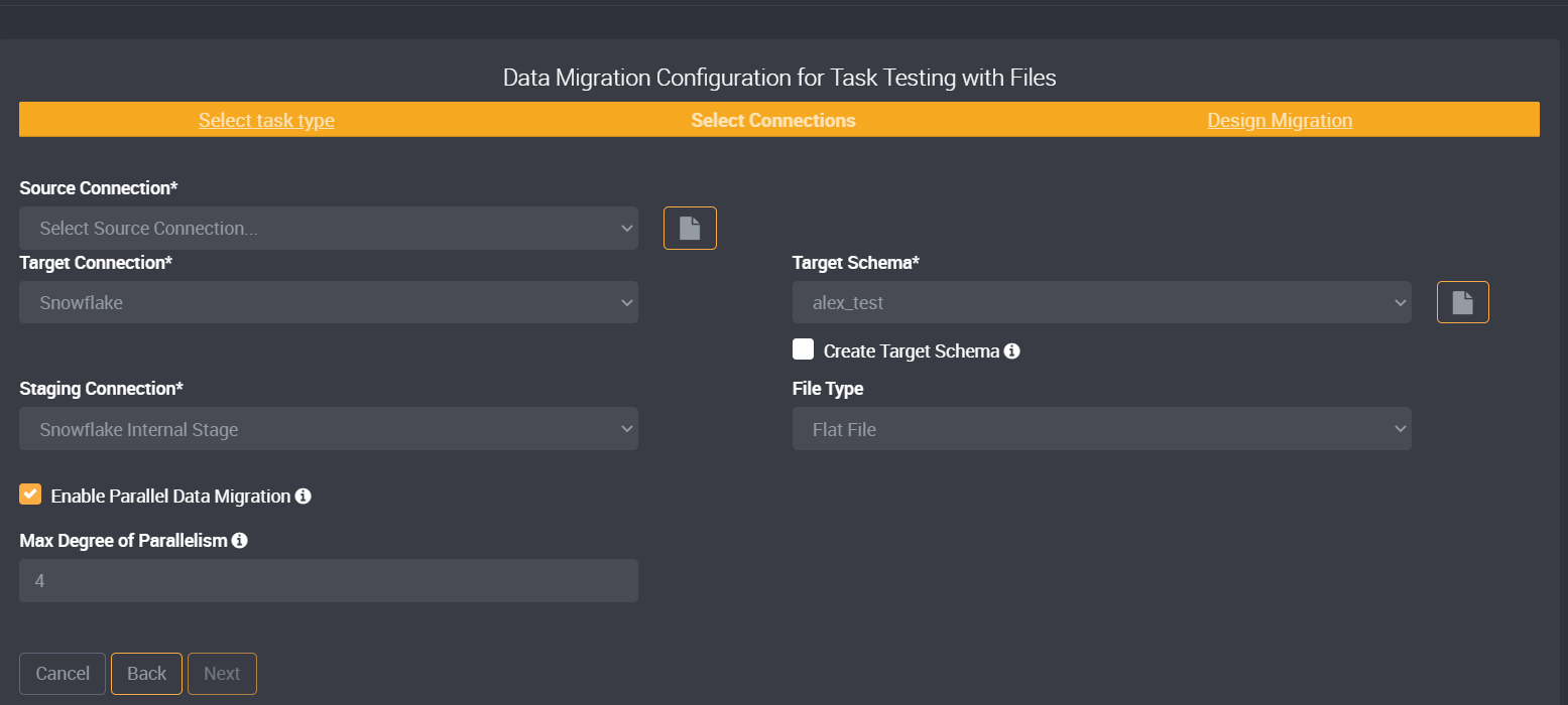 A gif showing how Loome Integrate users can configure data migration task.